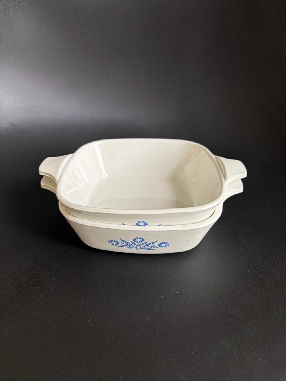 Two Petite Pans by Corning in Cornflower Blue P-41, set of 2